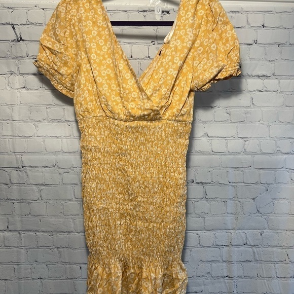 Urban Outfitters Dresses Urban Outfitters Lumiere NWT Orange Floral Smocked Mini - Picture 10 of 10